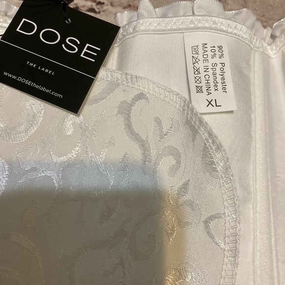 NWT DOSE white floral textured over bust back lace up Boned corset top XL-S - Picture 14 of 15